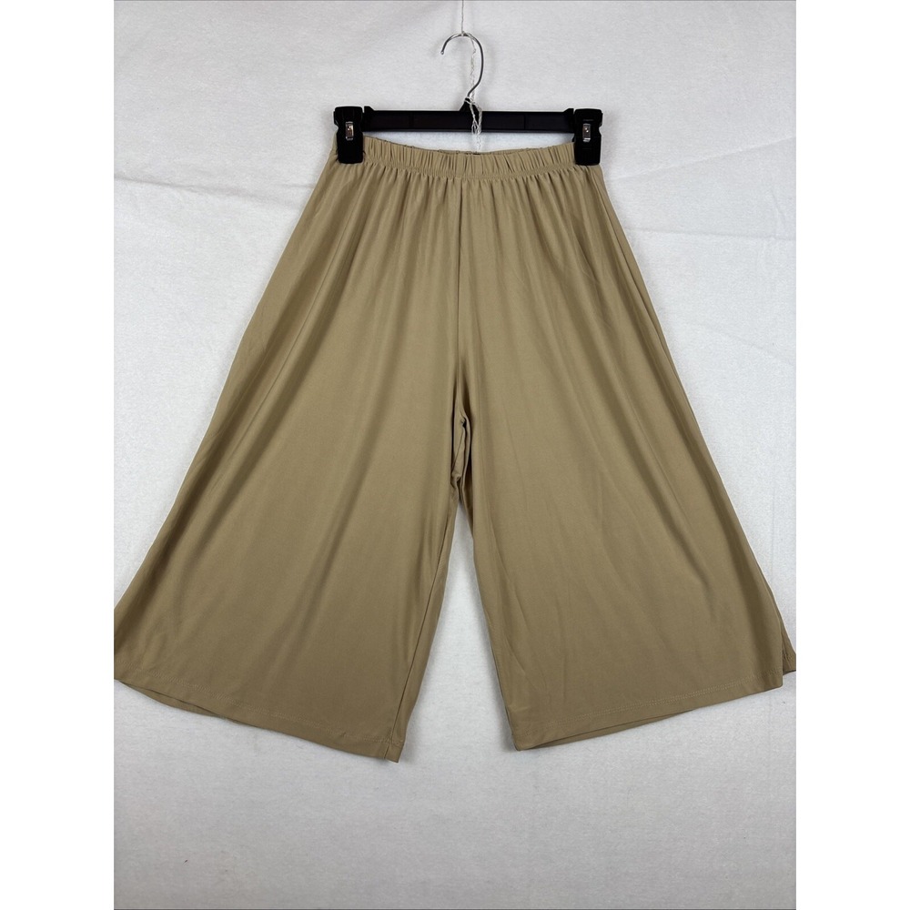 Slinky Brand Travelers Pants Cropped Size XS Tan Slinky Wide Leg Brown Career
